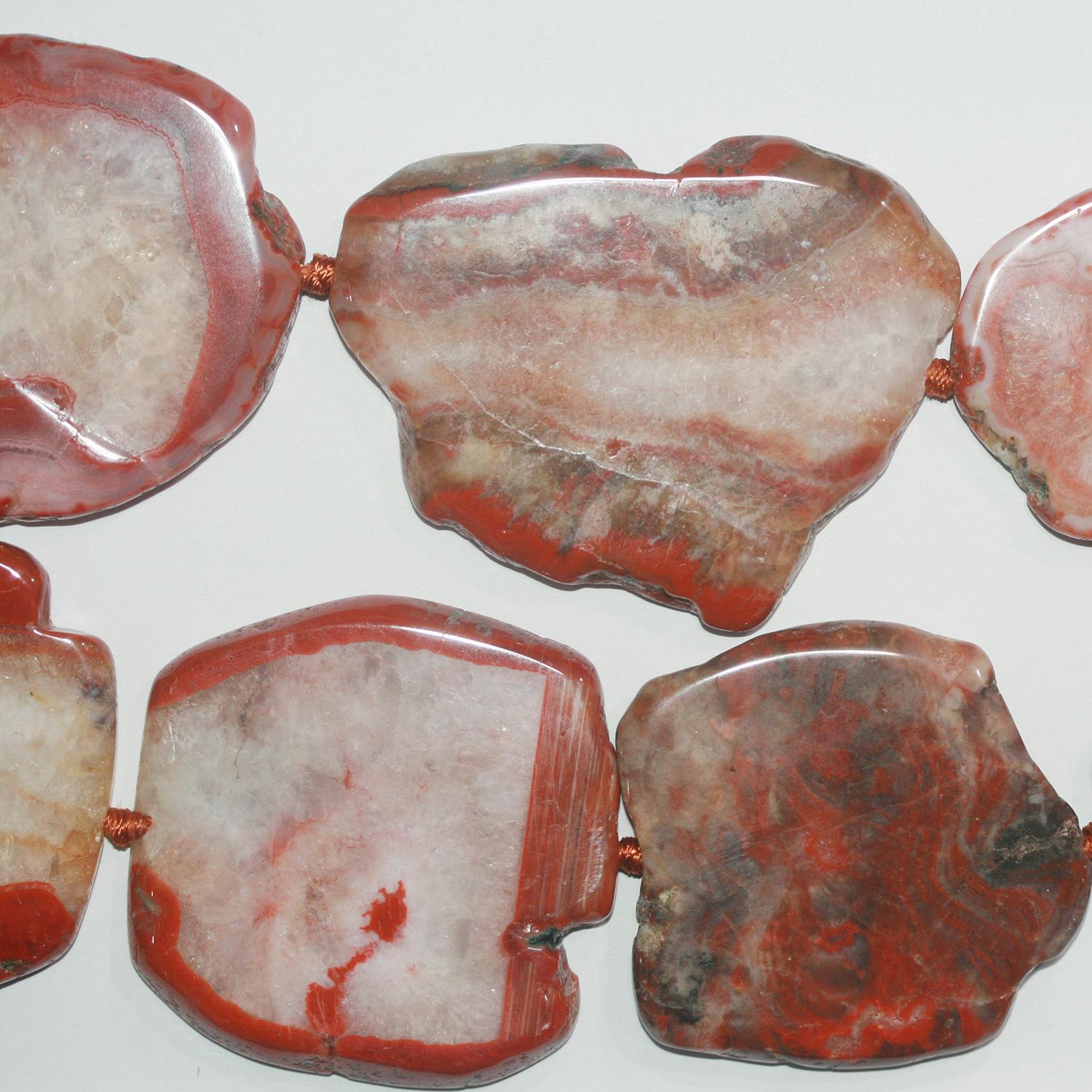 Perles ovales irrégulières lisses en agate multicolore St 16" 60x45mm.-Environ-40cm.