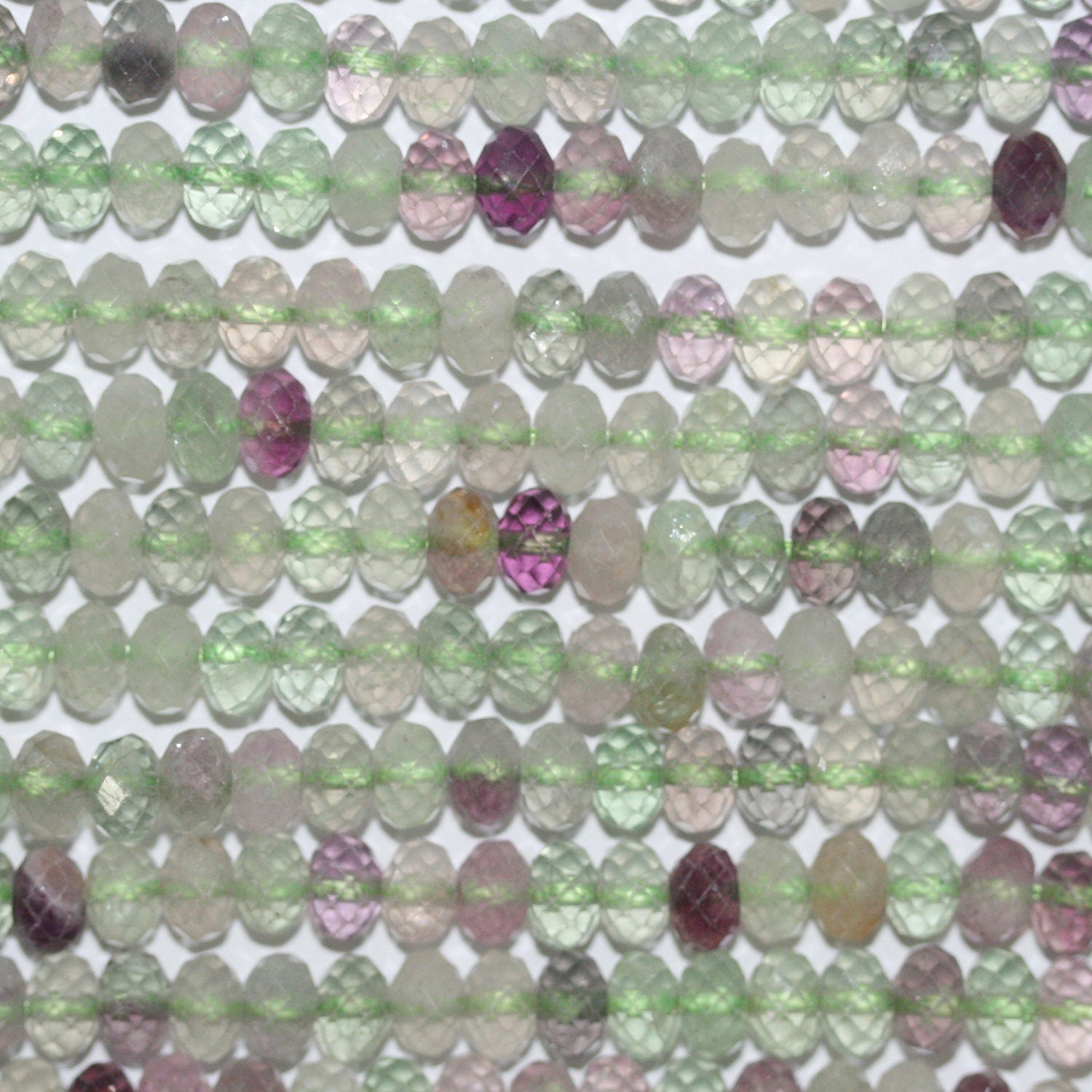 14" St Fluorite Faceted Rondelle Beads 6x4mm.-Strand 38cm