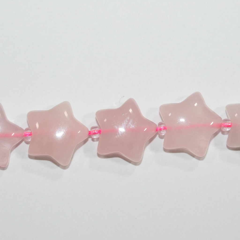 Perles en quartz rose lisse en forme d'étoile de 15 pouces (15-16 mm). - Fil de 39 cm.