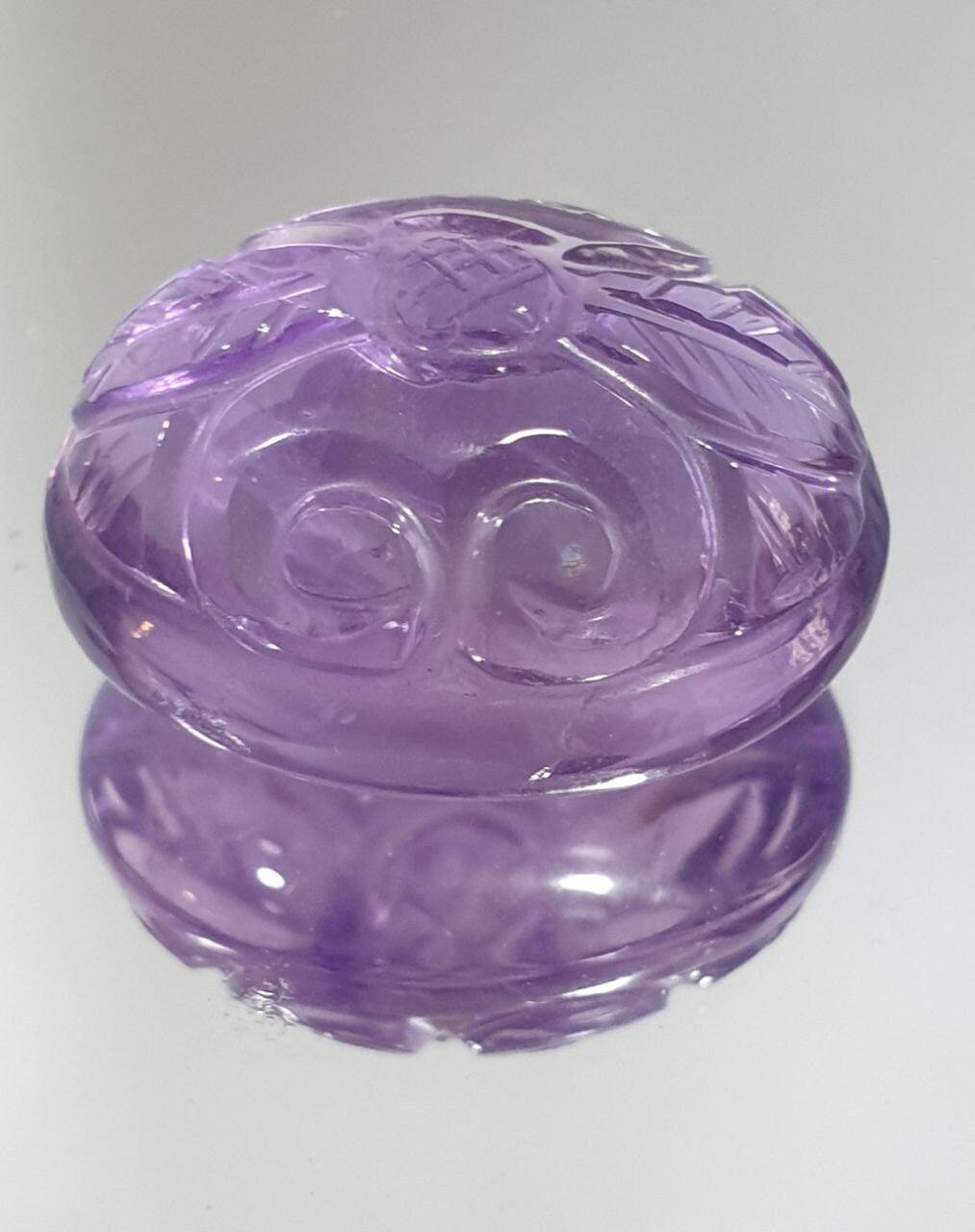 Carving Natural Amethyst Cabochon Carved Flower 36.69ct 23.12x18mm- Natural Gemstone