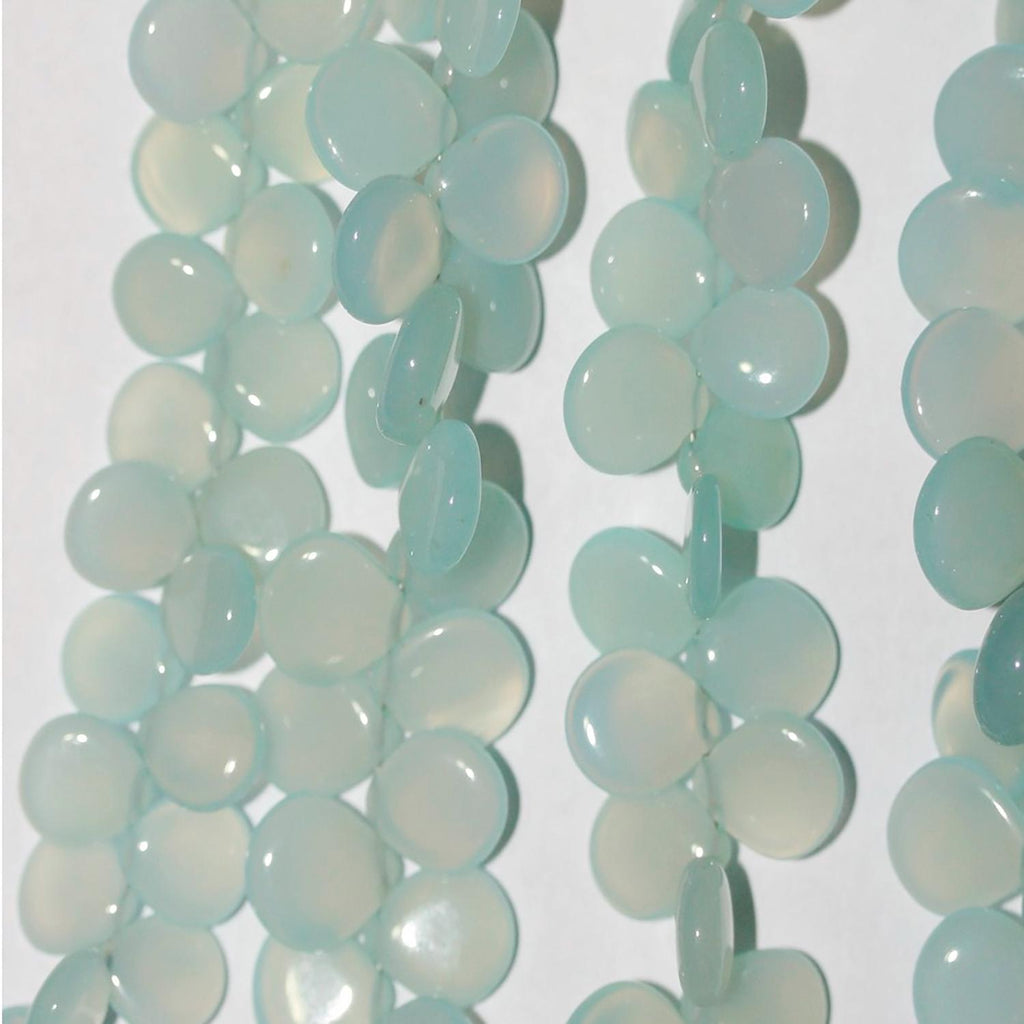 Cuentas lisas de calcedonia azul cielo de 8" (6-9 mm) - Hilo de 20 cm