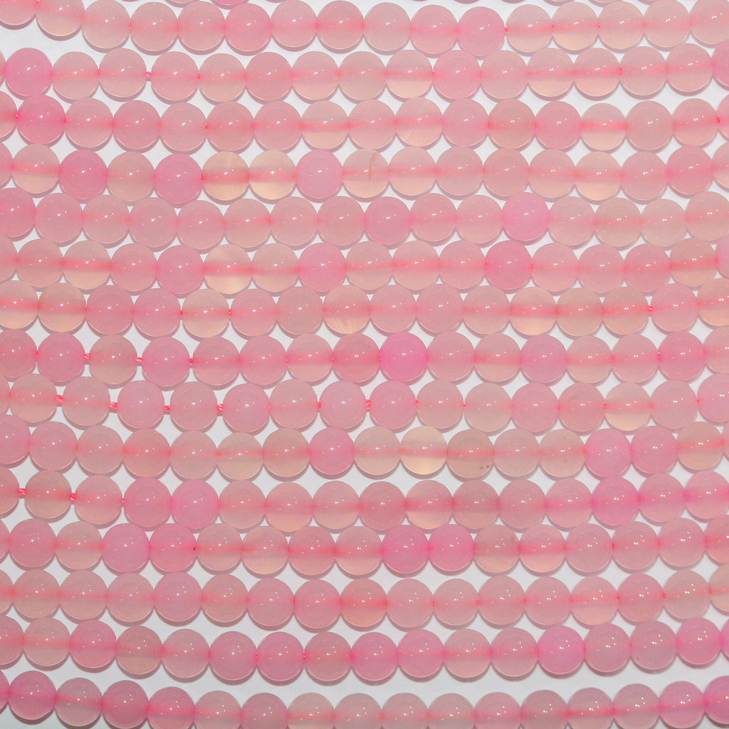 Perles rondes lisses en calchédoine rose St, 4 mm, 15 pouces (39 cm) de long.