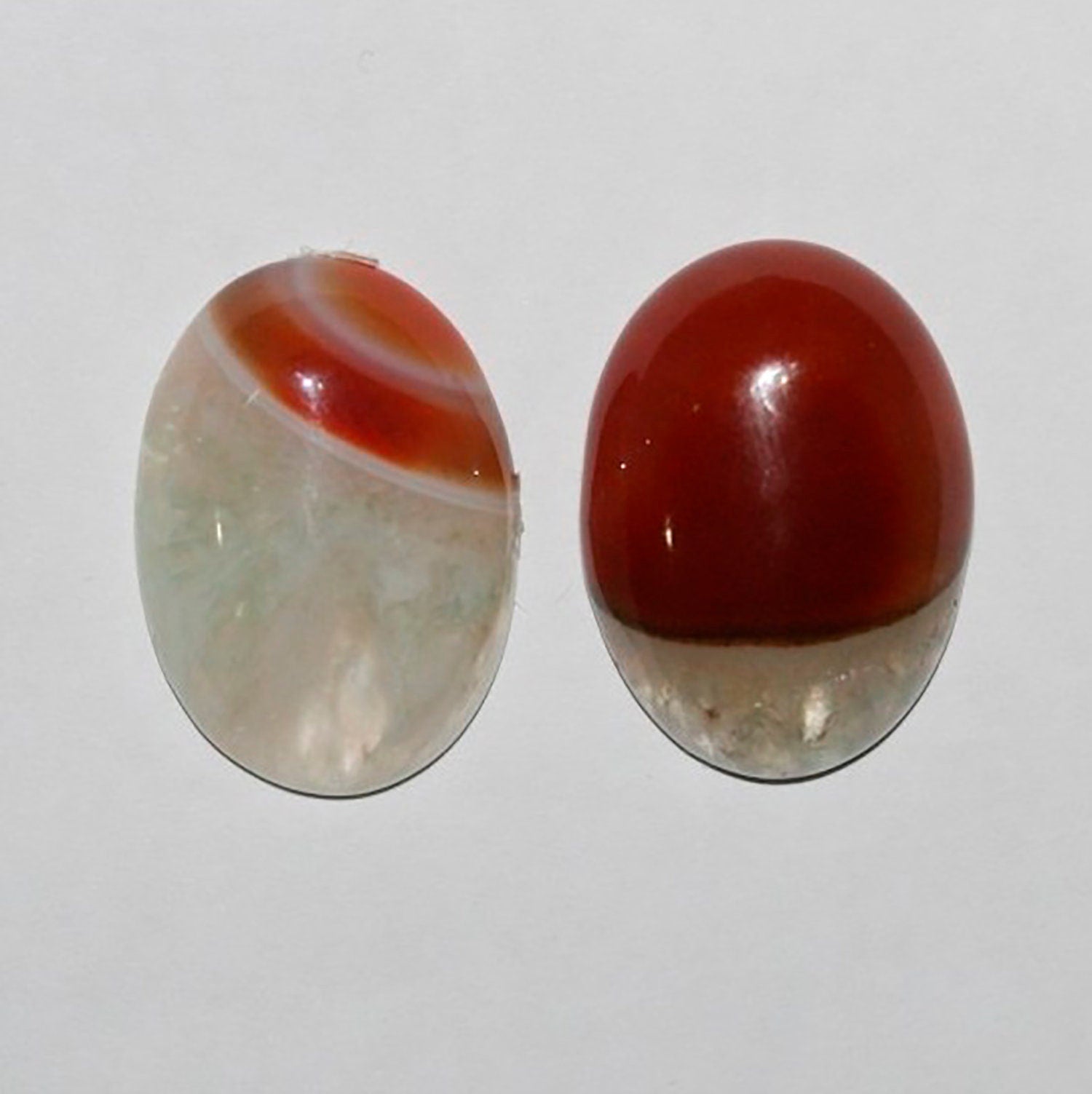 Lote de 4 cabujones ovalados de ágata rayada naranja (4 piezas) de 25 x 18 mm