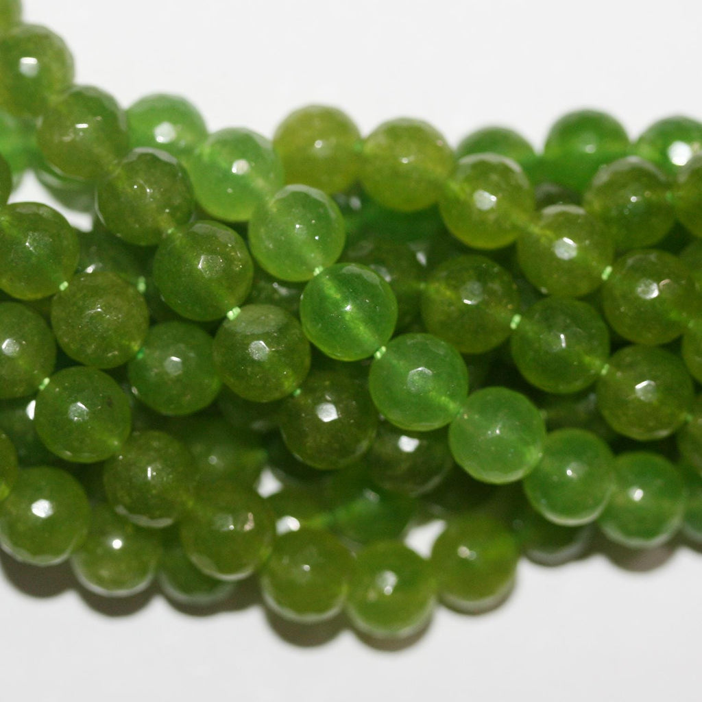 Perles rondes à facettes en quartz vert St, 8 mm, 40 cm (16 pouces), longueur 40 cm (40 pouces).