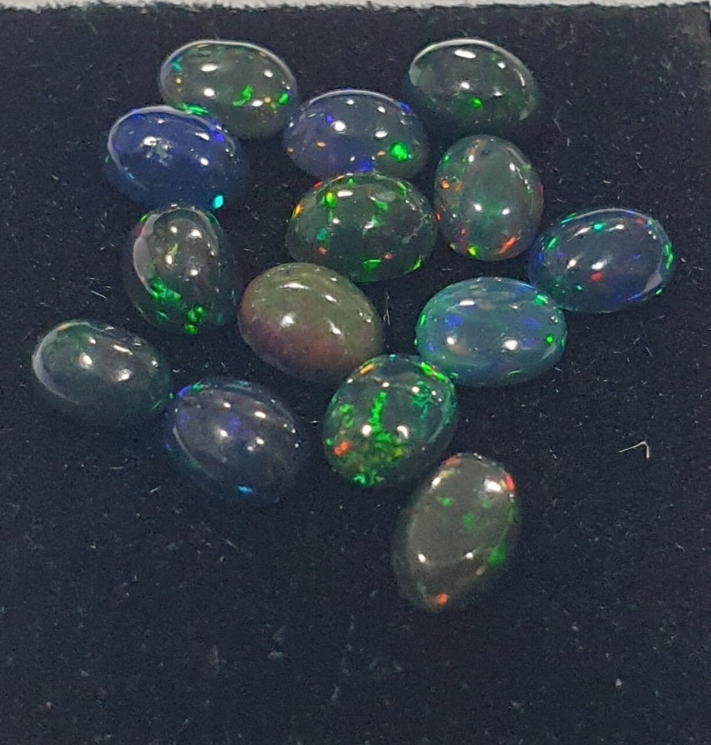 Ethiopian Black Opal Lot Oval Cabochon 4x3mm. (15pcs)  -Gemstone Parcels-Loose Stones Wholesale Price
