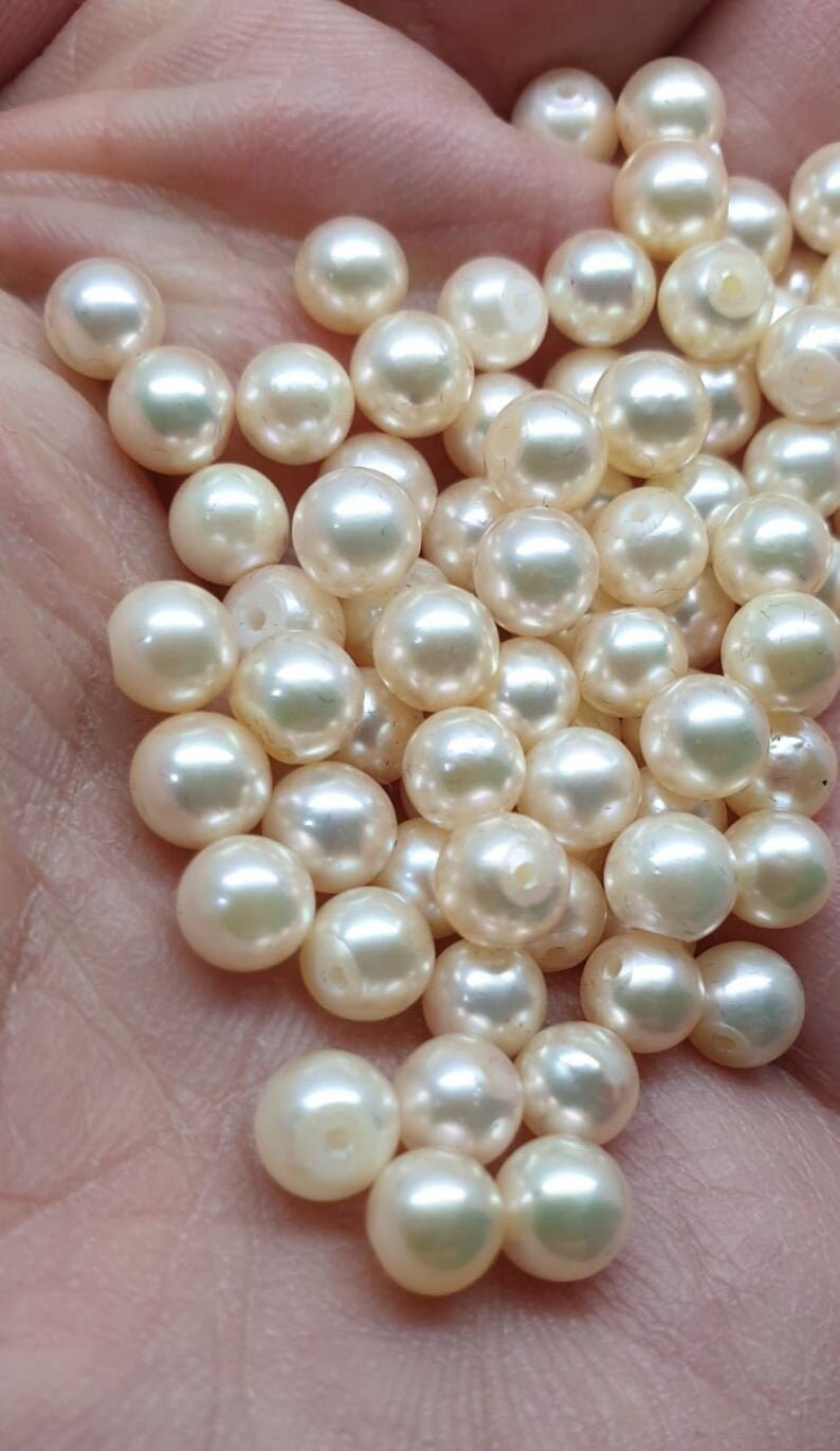 1 Pair Saltwater Top Luster Japanese Akoya Half Drilled Three Quarter 5-5.5mm Round Natural Cultured Pearl-Price Per 1 Pair- Pearl Earring