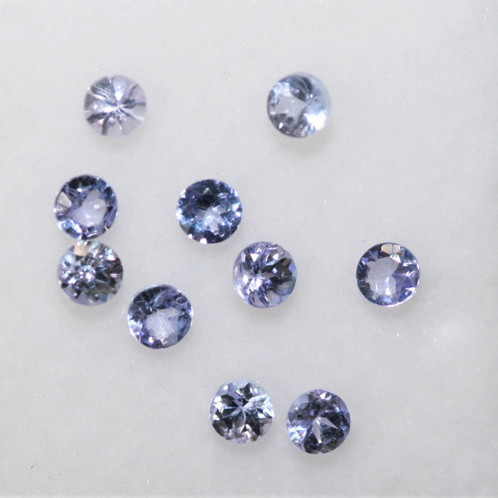 Lote de 10 tanzanitas redondas facetadas de 2,5 mm - Paquetes de piedras preciosas - Piedras sueltas al por mayor - Gemas naturales