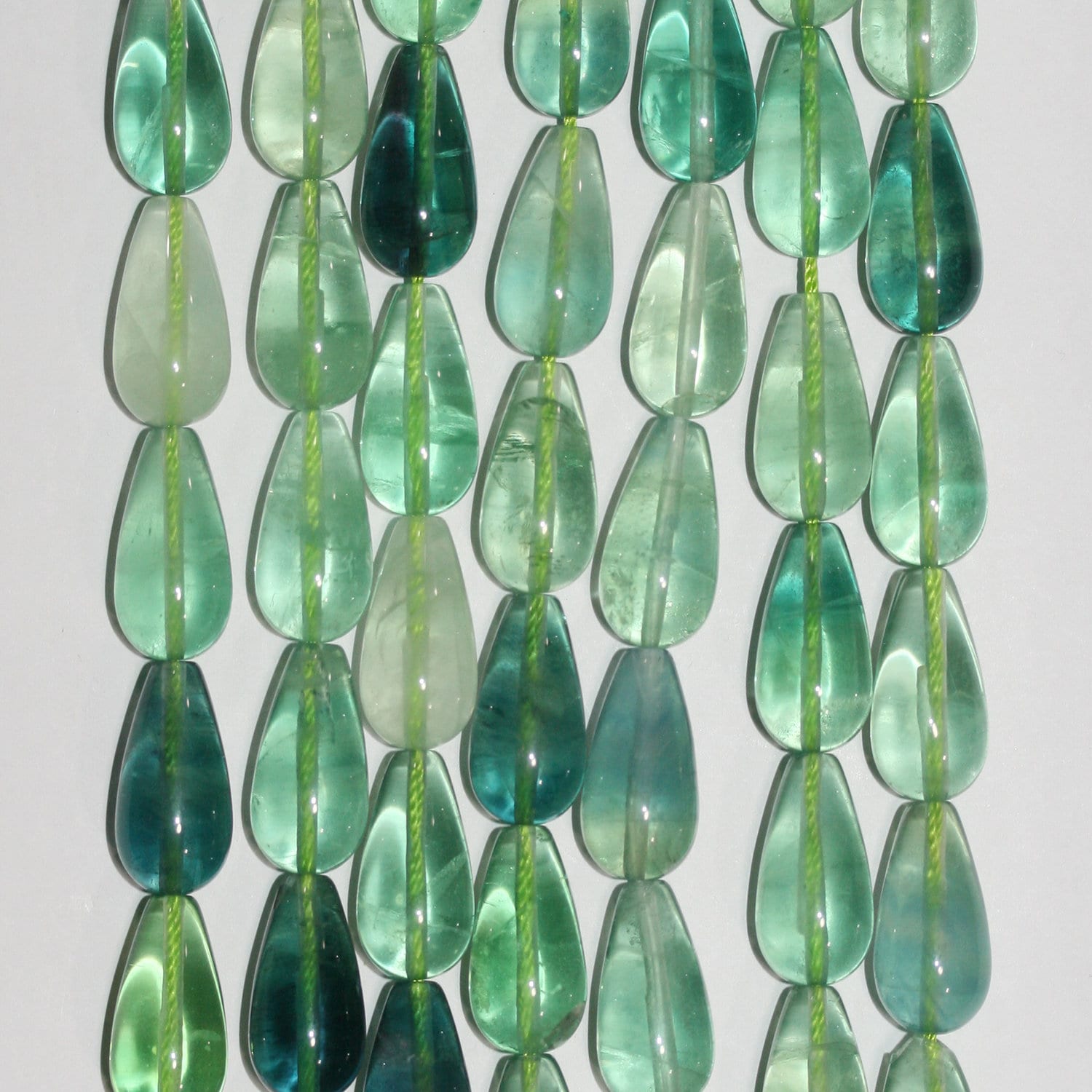 14" St  Fluorite Smooth Drop Beads 20x10mm.-Strand 38cm
