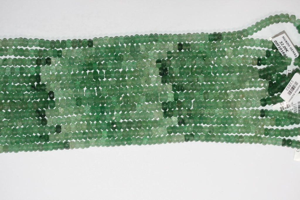 13" St Green Aventurine Faceted Rondelle Beads 6x3mm.- Strand 34cm.