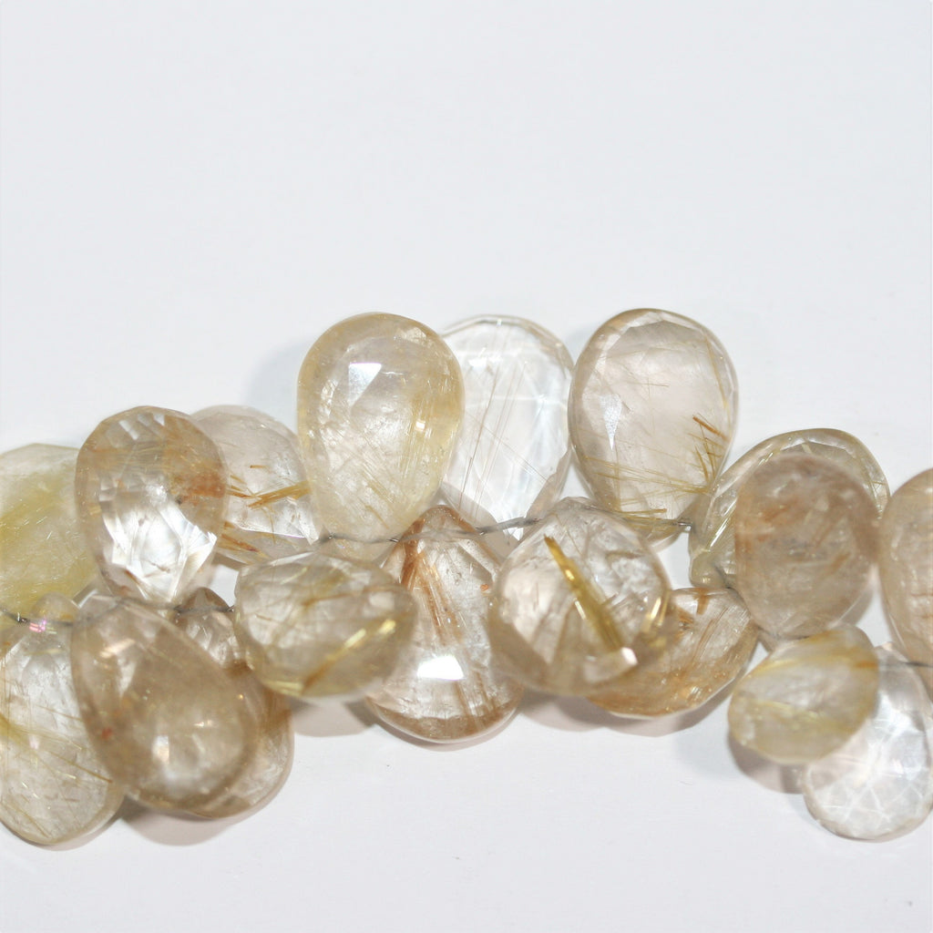 Perles en quartz rutile St de 8 pouces, à facettes graduées de 15 à 20 mm. Longueur du fil : environ 21 cm.