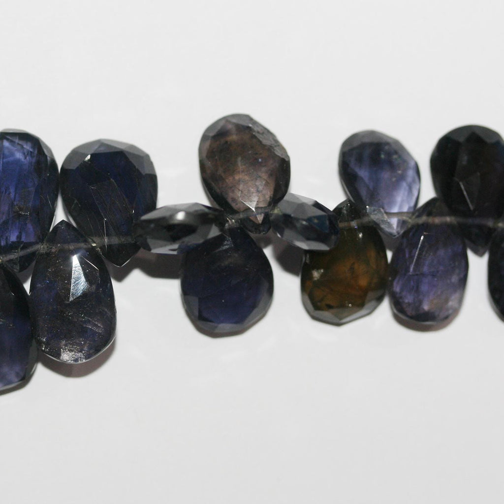 Cuentas de gota facetadas graduadas de St Iolite de 8", 15 x 9-22 x 11 mm, aprox., hilo de 20 cm.