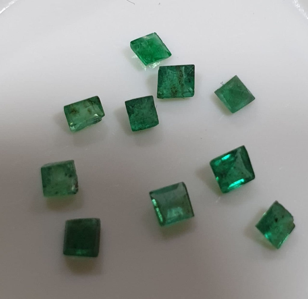 10 Pcs Emerald Lot Square 2.2-2.4 mm -Tiny Emeralds-Natural Gemstones- African Emerald Lot