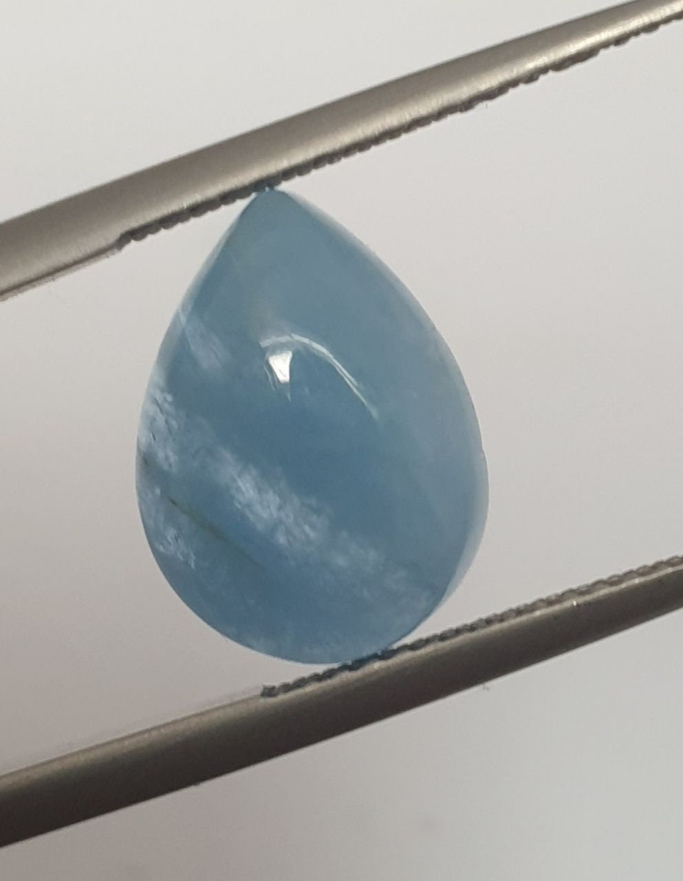 Top Blue Color Aquamarine Drop Cabochon 12.8x9.6mm. (4.15ct.) - DIY Jewellery Components Supplier- Natural Gems