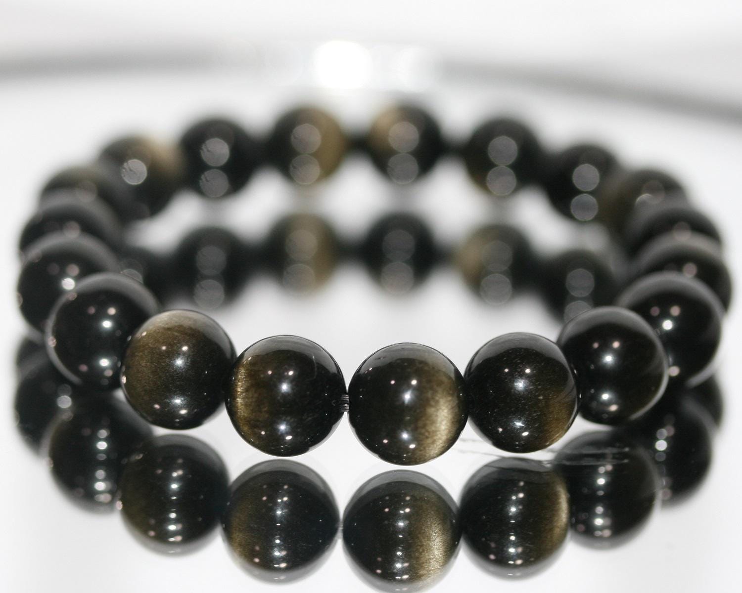 Pulsera de Obsidiana Dorada Bola Lisa 10mm Ref.14862 - Poder Curativo