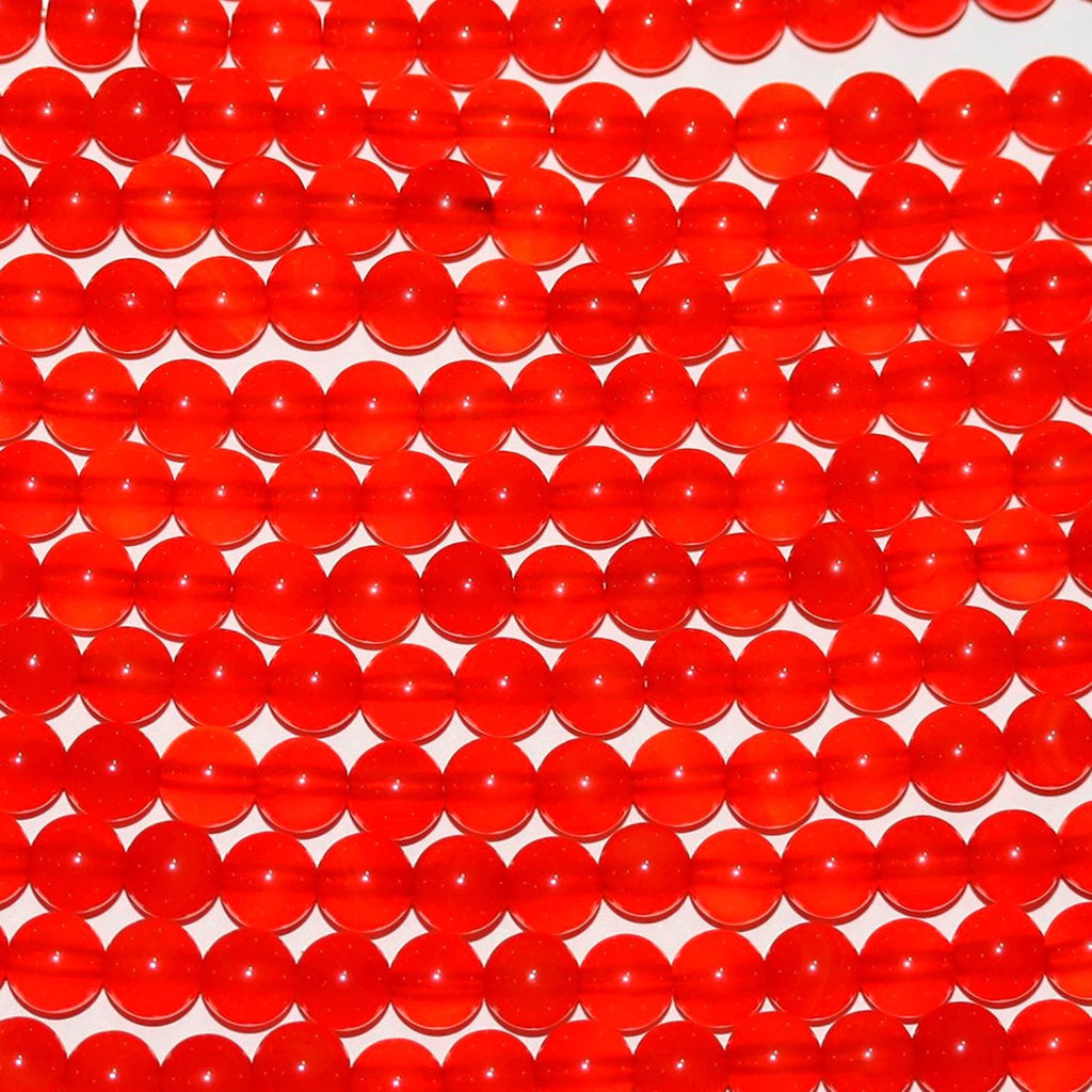 15" Perles rondes lisses en cornaline de 6 mm.-Rig 38 cm.