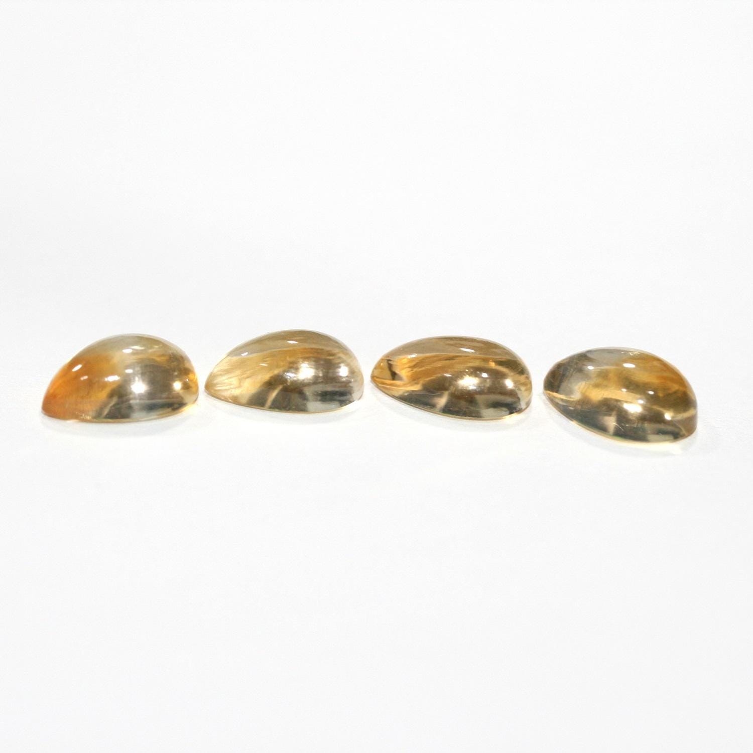 Lote de 4 cabujones de citrino en forma de gota de 12 x 8 mm. (4 piezas)