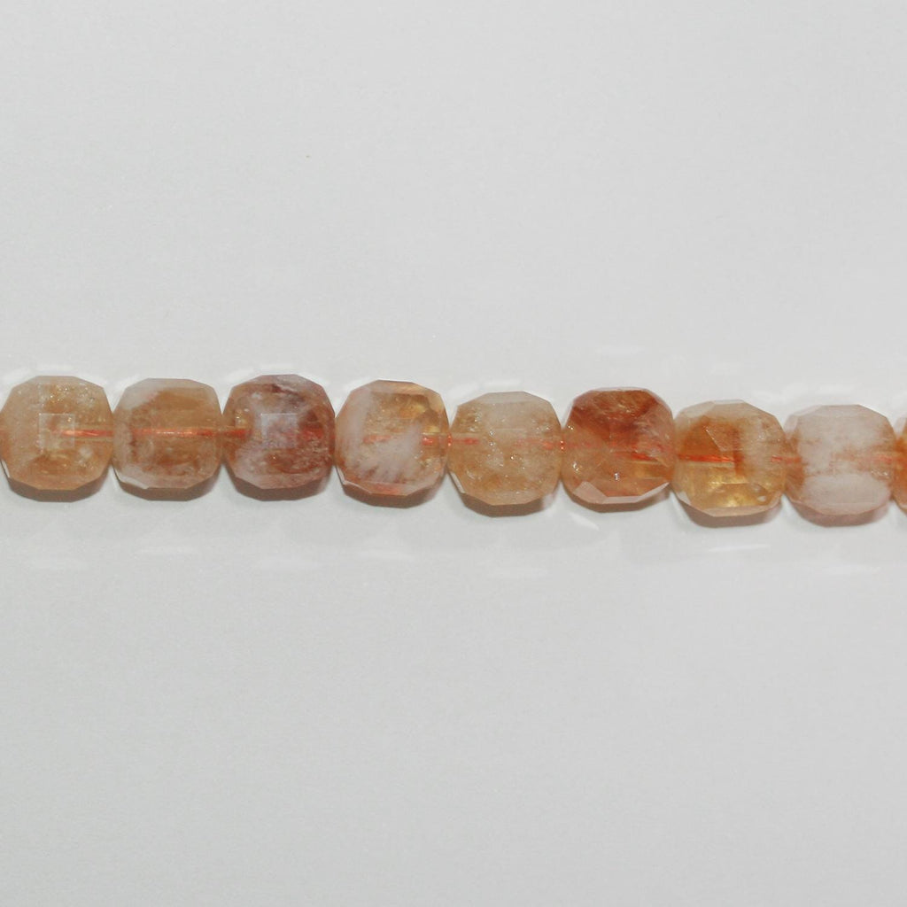 Perles cubiques à facettes en citrine St de 15 pouces, 8-9 mm environ - Fil de 39 cm.