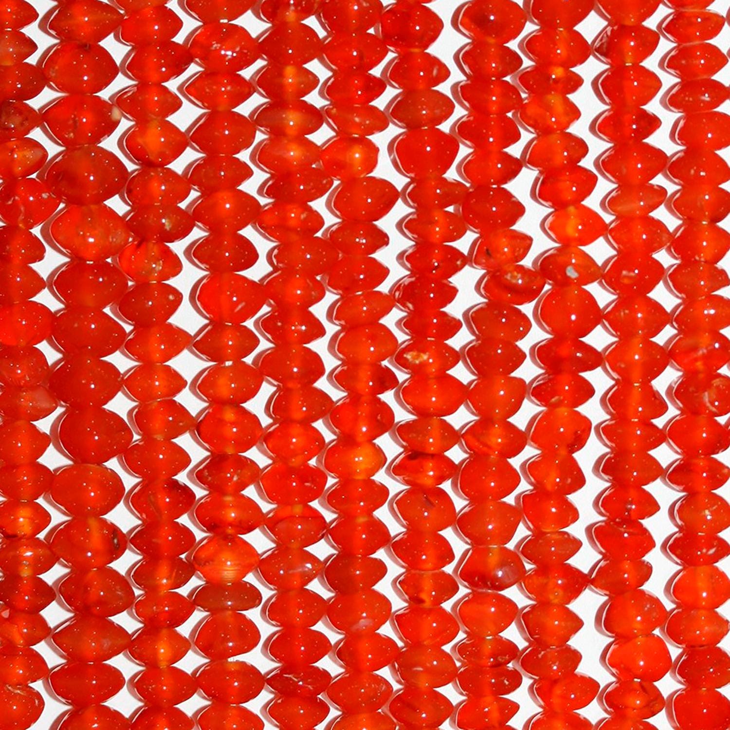 Perles rondelles lisses en cornaline de 15 pouces, 5 x 3 mm - Fil de 37 cm.