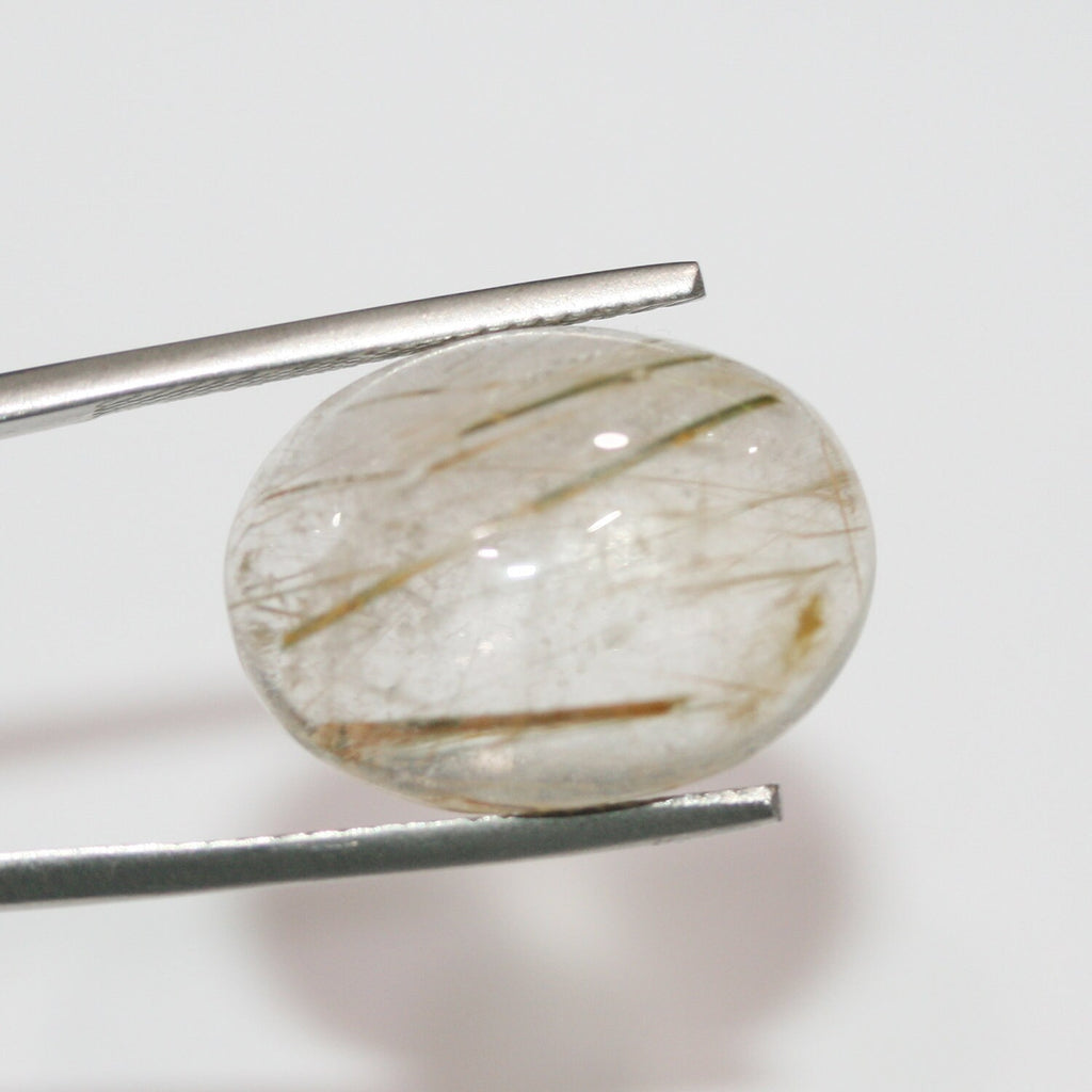 Lote de 2 cabujones ovalados de cuarzo rutilado de 20 x 15 mm. (2 uds.)