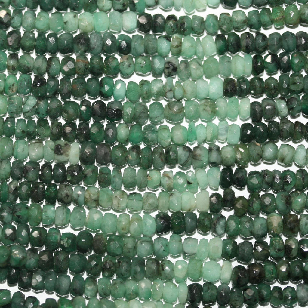 13" st Esmerald Faceted Rondelle Beads 5x3mm.-Strand 34cm.