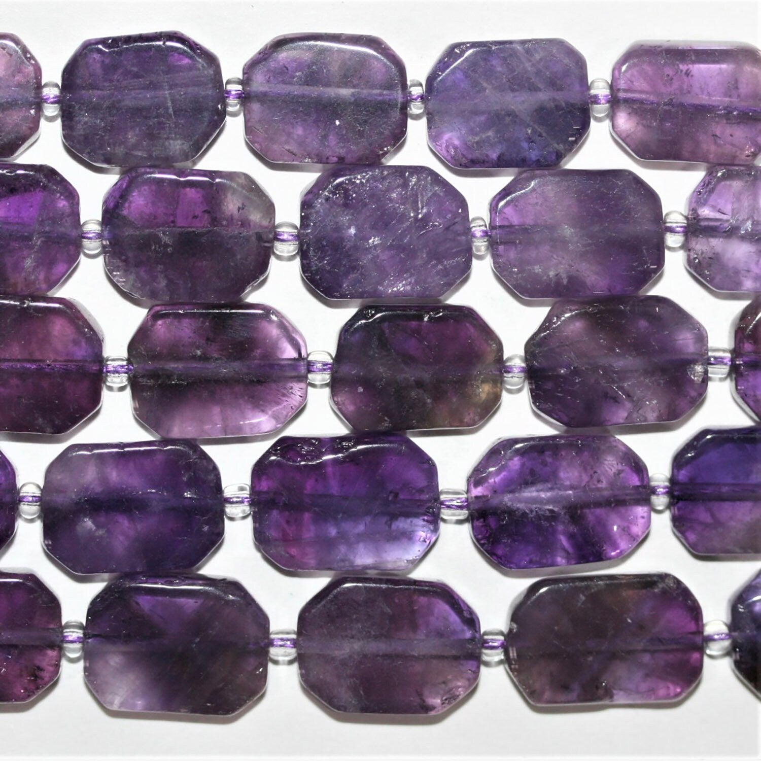 Cuentas ovaladas lisas de amatista de 40 cm (16"), 17 x 12 mm (aprox. - Hilo de 40 cm)