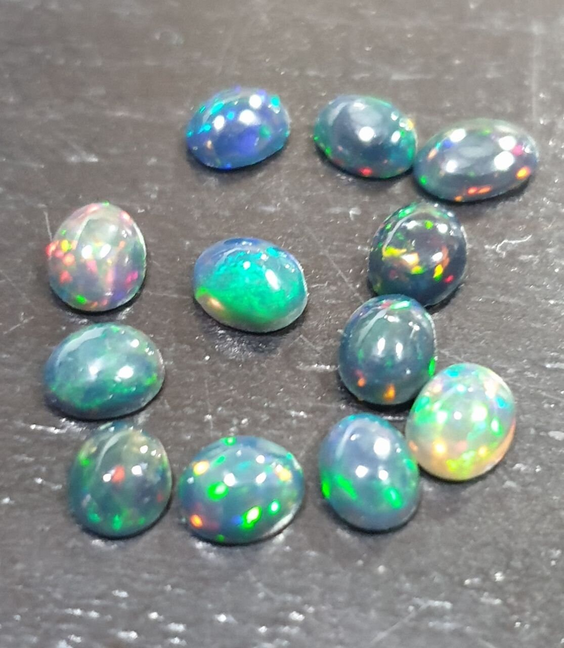 Ethiopian Black Opal Lot Oval Cabochon 5x4mm. (12pcs)  -Gemstone Parcels-Loose Stones Wholesale Price