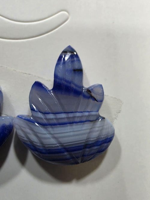 1 Matching Pair Purple Agate Leaf (2 Pieces ) 23x18mm