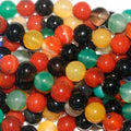 Cuentas redondas lisas de ágata multicolor de 16" (10 mm) - Hilo de 40 cm