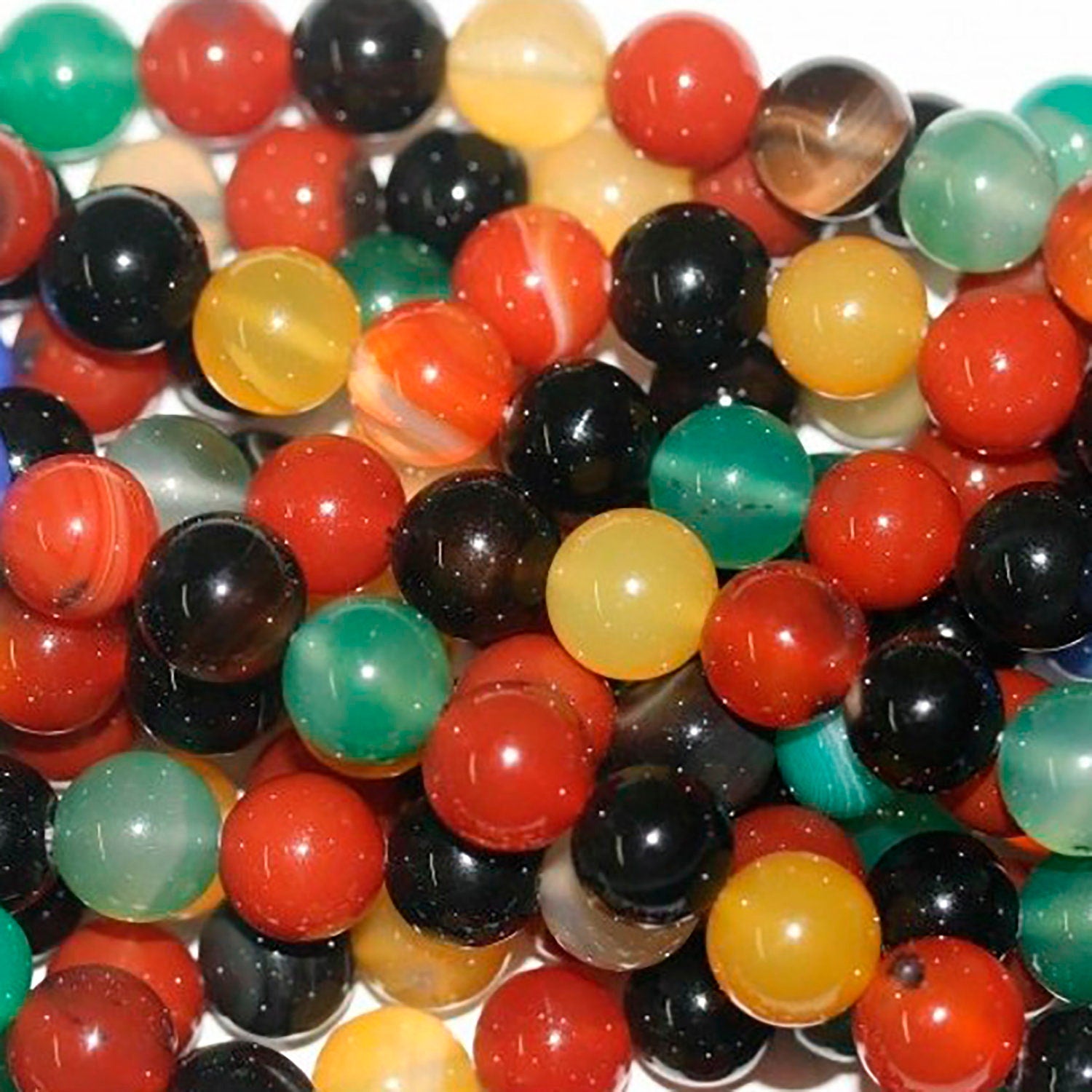 Cuentas redondas lisas de ágata multicolor de 16" (10 mm) - Hilo de 40 cm