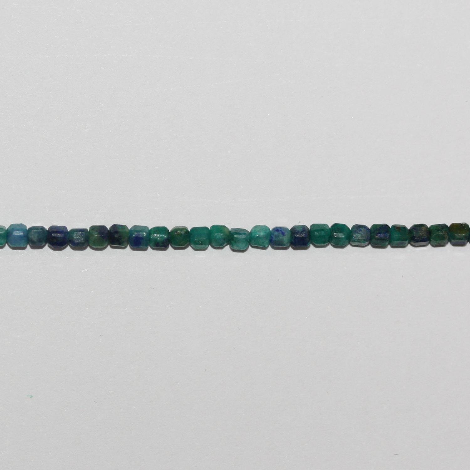 Perles cubiques à facettes en azurite de 15 pouces, 2 mm, brin de 39 cm.