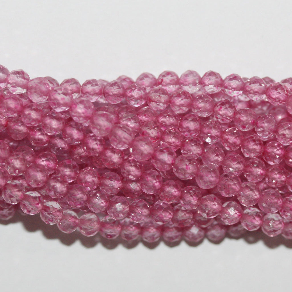 13" St Pink Topaz Faceted Round Beads 3.5mm.-Strand 33cm.