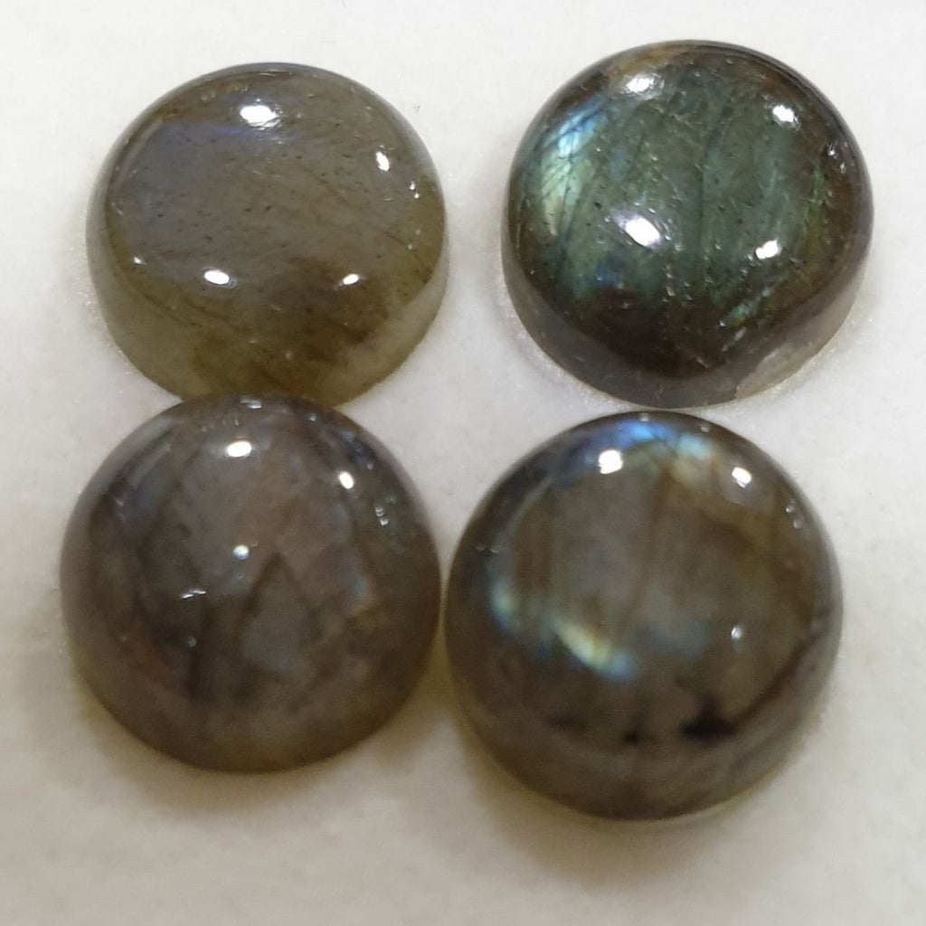 Lote de 4 cabujones redondos de labradorita de 11 mm (4 unidades)
