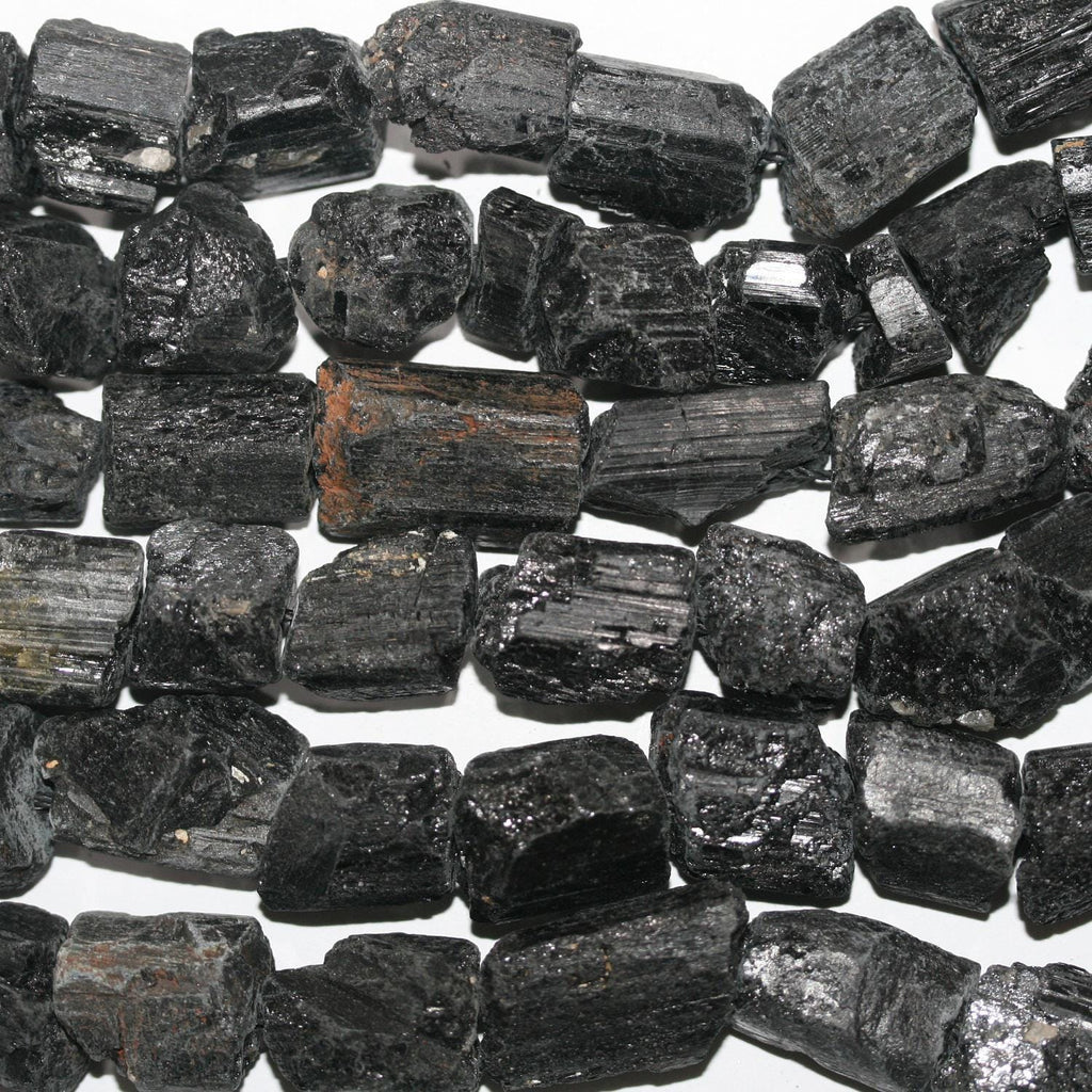 Cuentas de turmalina negra sin pulir de 16", 18 x 14 mm. Aprox. - Hilo de 40 cm.