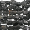 Cuentas de turmalina negra sin pulir de 16", 18 x 14 mm. Aprox. - Hilo de 40 cm.