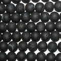 Cuentas redondas de ágata negra con acabado mate de 16" (10 mm) - Hilo de 40 cm