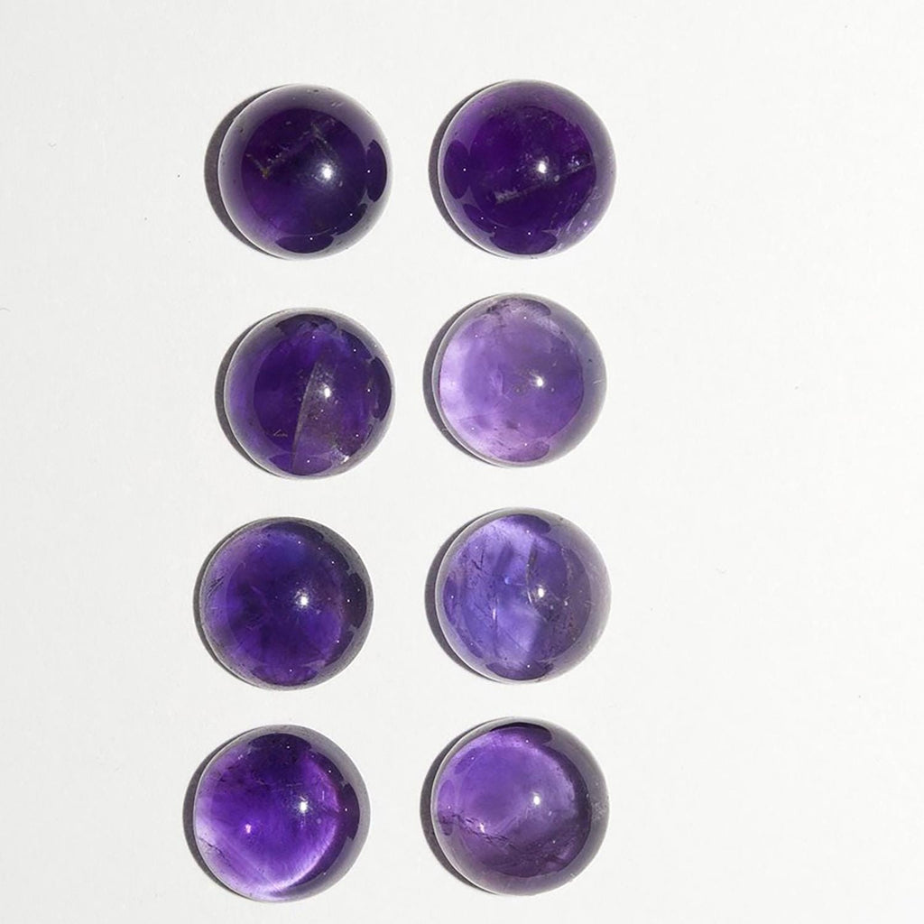 Lote de 8 cabujones redondos de amatista de 8 mm (8 piezas)