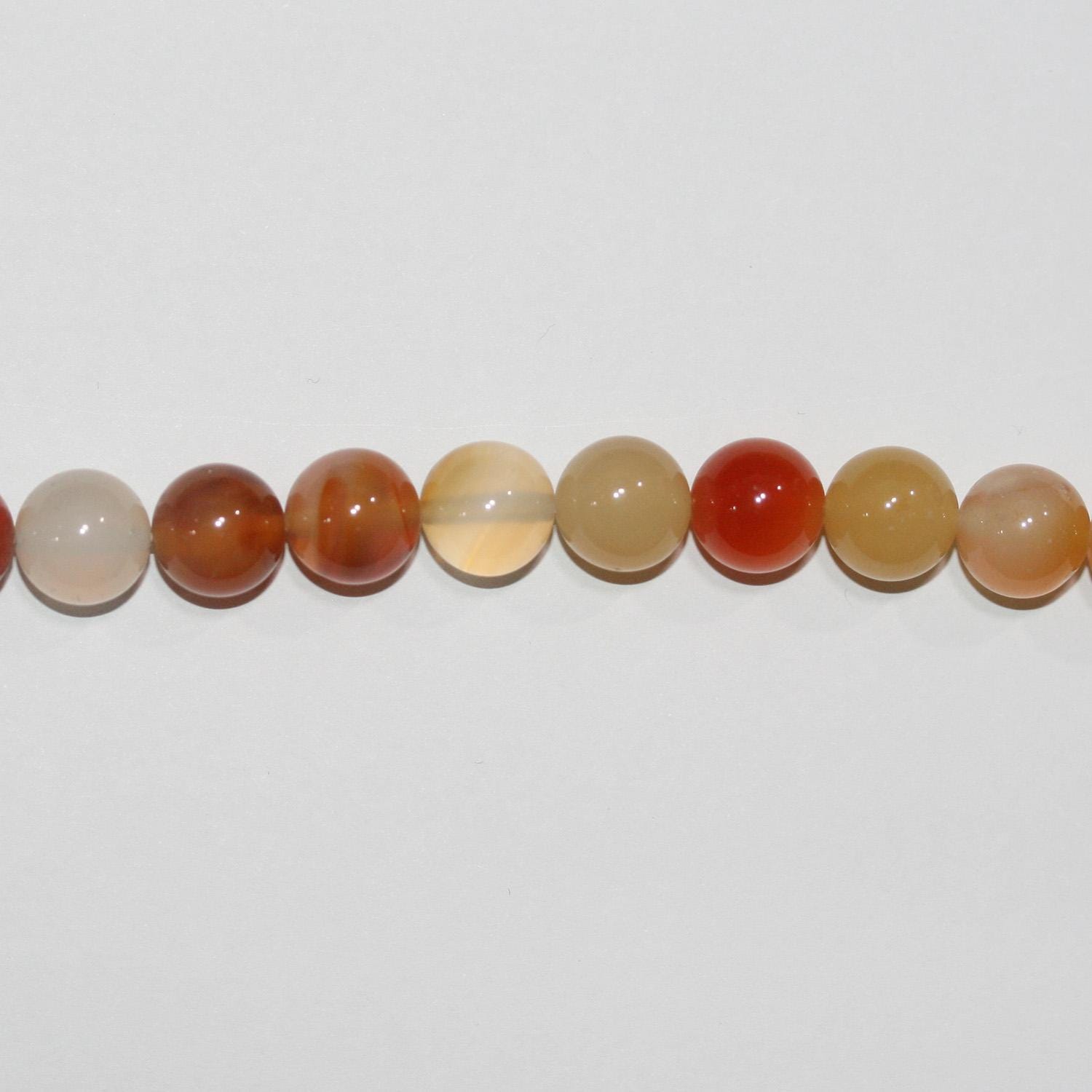 16" Cuentas Redondas Lisas de Cornalina Santa 12mm.-Hilo 40cm.