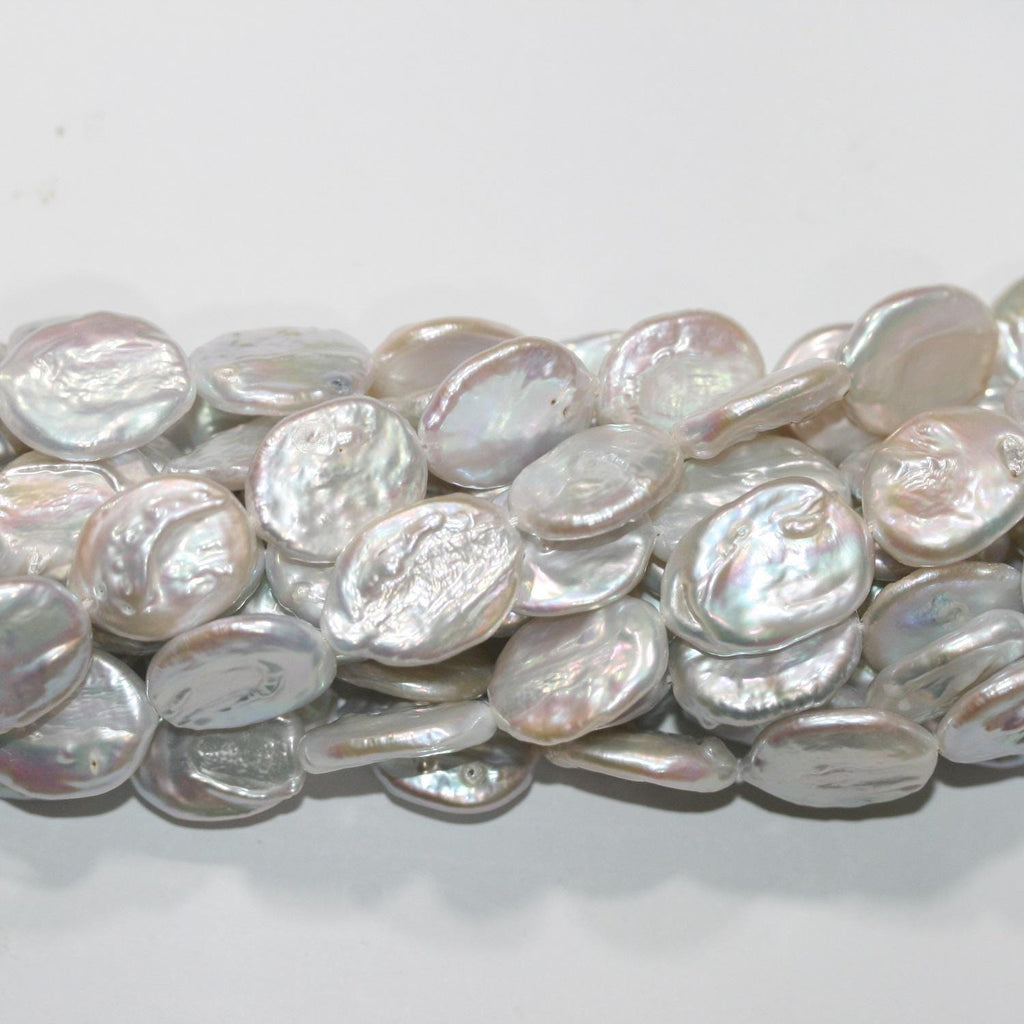 Perles ovales d'eau douce St 16" (18 x 14 mm) - Collier de 40 cm - Perles naturelles - Prix de gros