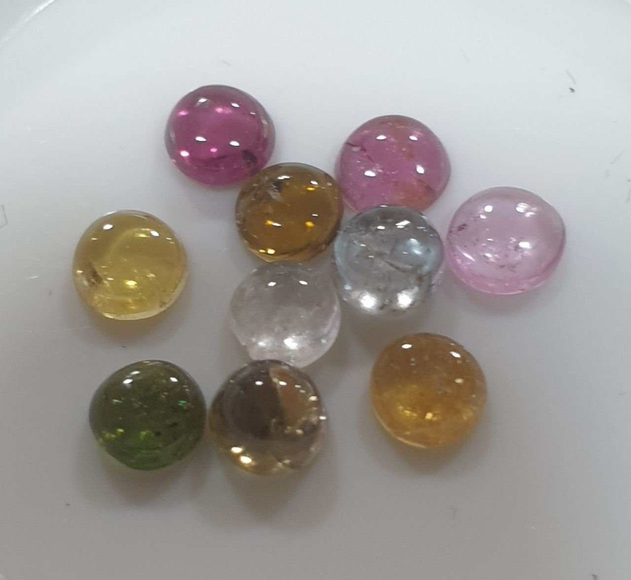 Tourmaline Lot Round Cabochons 3.5mm.-(10pcs)  -Gemstone Parcels-Loose Stones Wholesale Price