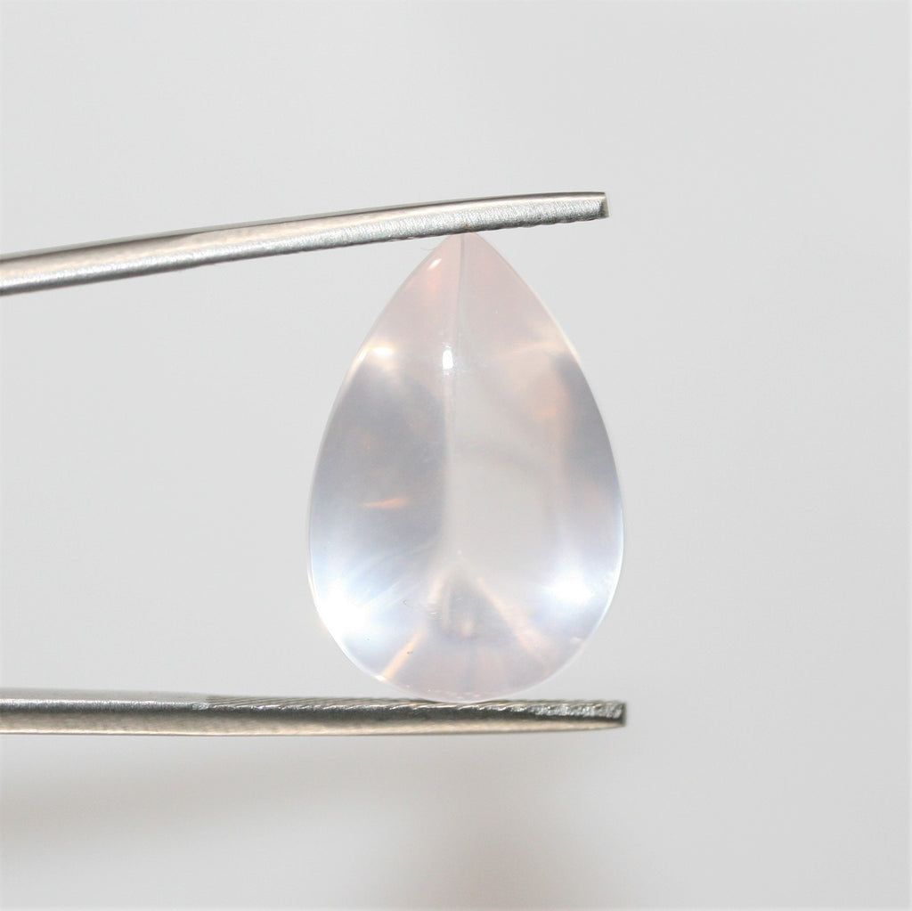 Cabochon poire en quartz rose AAA avec culasse 21,7 x 14,5 mm (12,53 ct) - Quartz rose de qualité supérieure - Matériau naturel - Taille bombée - Pièce de créateur