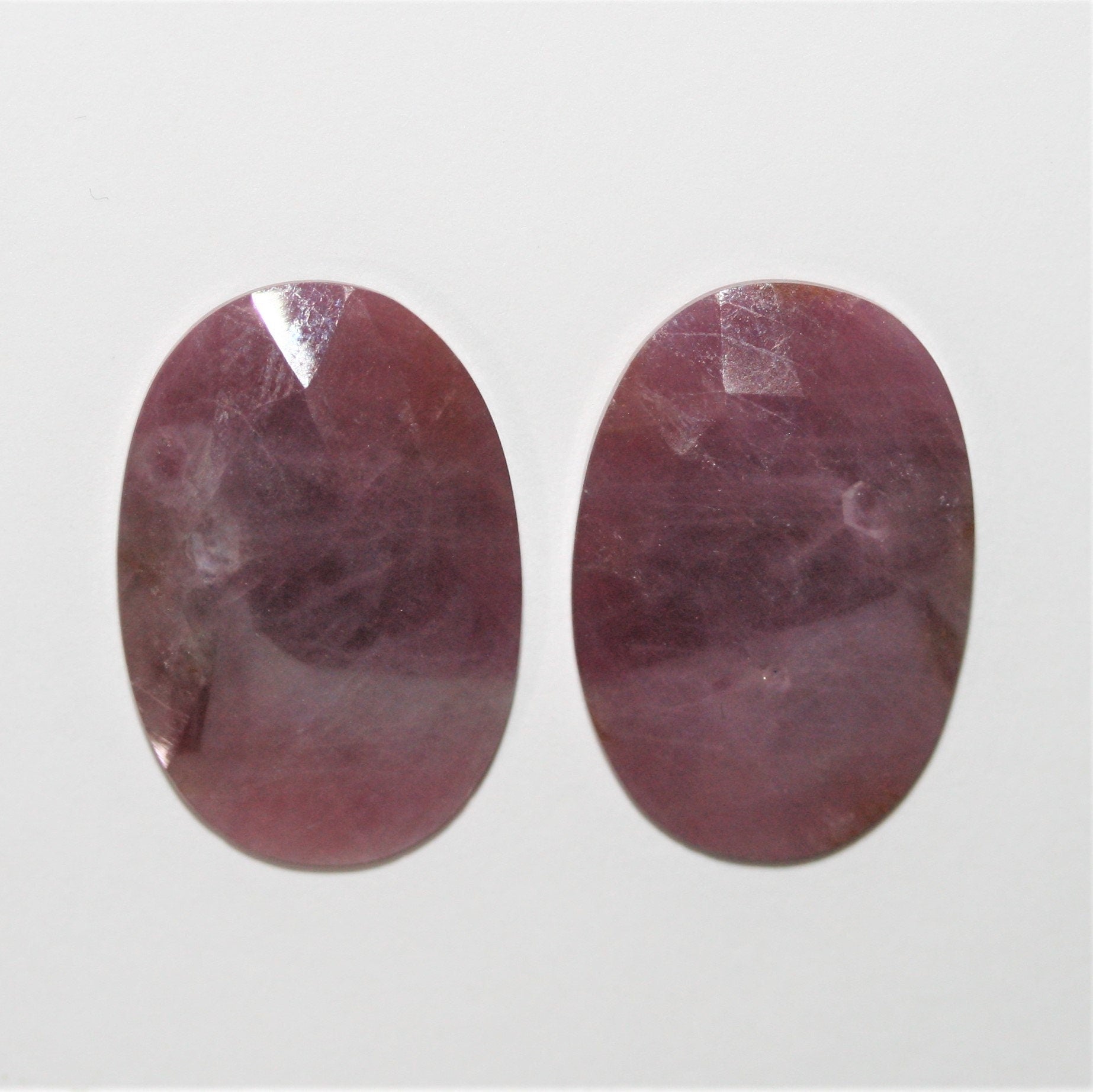Ruby Faceted Oval Cabochon 23x15.5mm. ( 23.3 ct) - 1 Pair