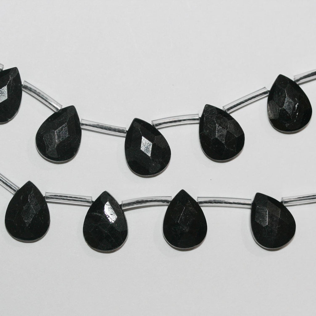 Cuentas de turmalina negra facetadas de 8" (14 x 10 mm) - Hilo de 19 cm