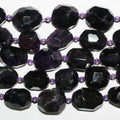 Perles de pépites d'améthyste facettées de 15 pouces (environ 18 x 15 mm) - Longueur du fil : 39 mm.