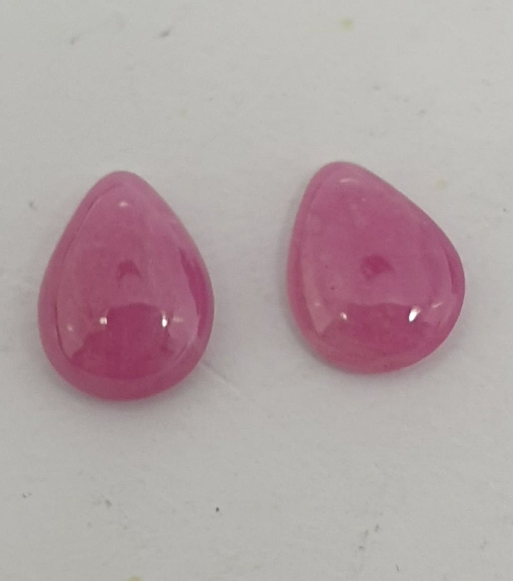 1 Matching Pair Natural Pink Sapphire Pear Cabochons 8.5x6.4mm  Genuine Gemstone