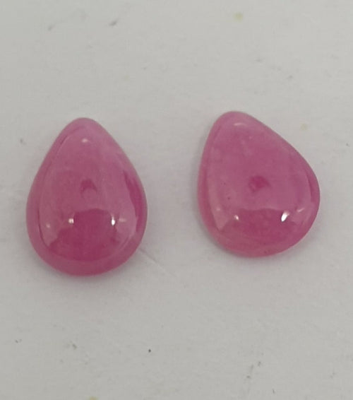 1 Matching Pair Natural Pink Sapphire Pear Cabochons 8.5x6.4mm  Genuine Gemstone