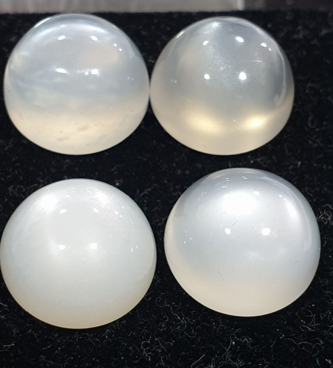 Lote de 4 cabujones redondos de piedra lunar blanca de 13 mm. (4 piezas)