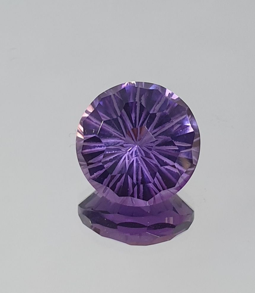 AAA One Of A kind Carved  Amethyst Round  Stone Unique Carving 11mm 5.3ct Really Fancy Shape- Fireworks Cutting