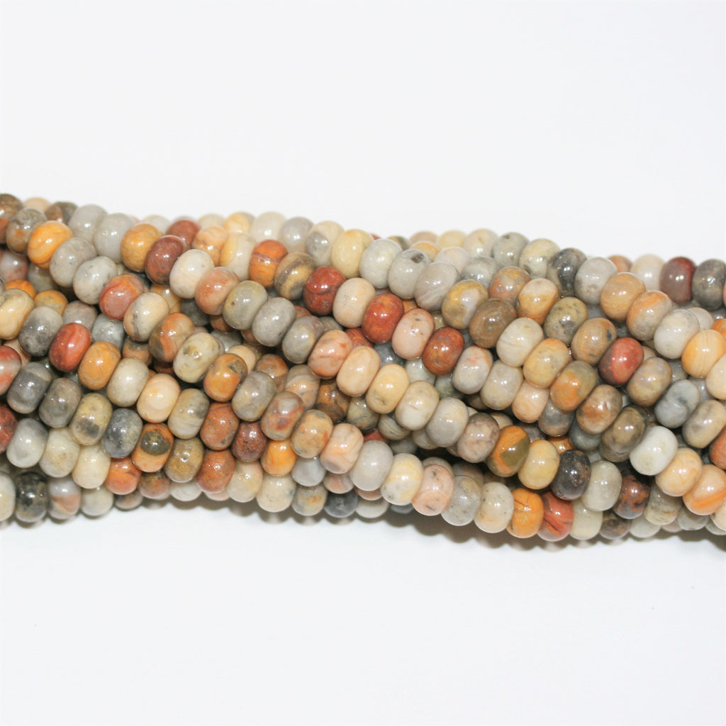 Perles rondelles lisses en agate folle St 15" 6x4mm.- Brin 38cm.
