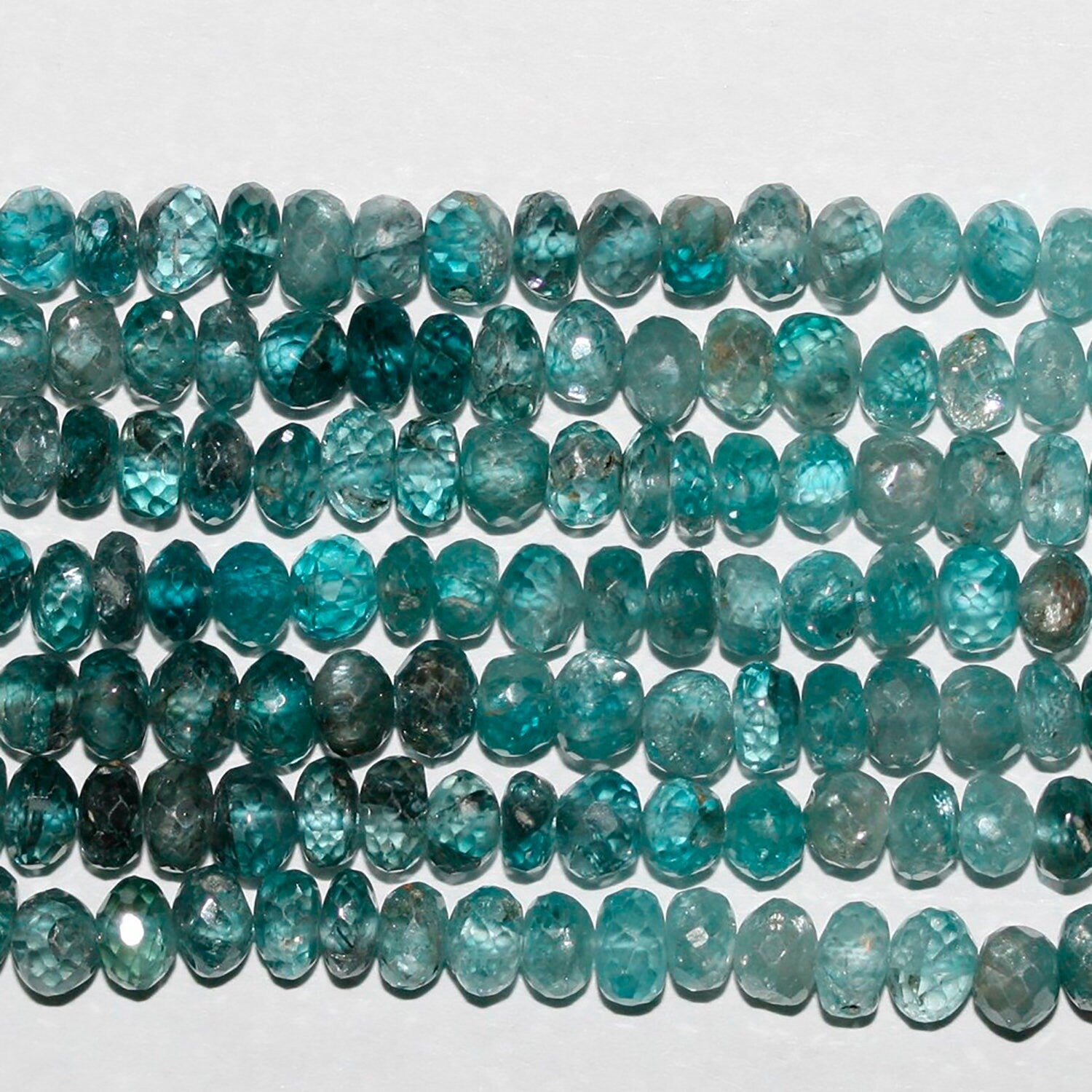 14" St Blue Zircon Faceted Rondelle 5x3mm.-Strand 36cm
