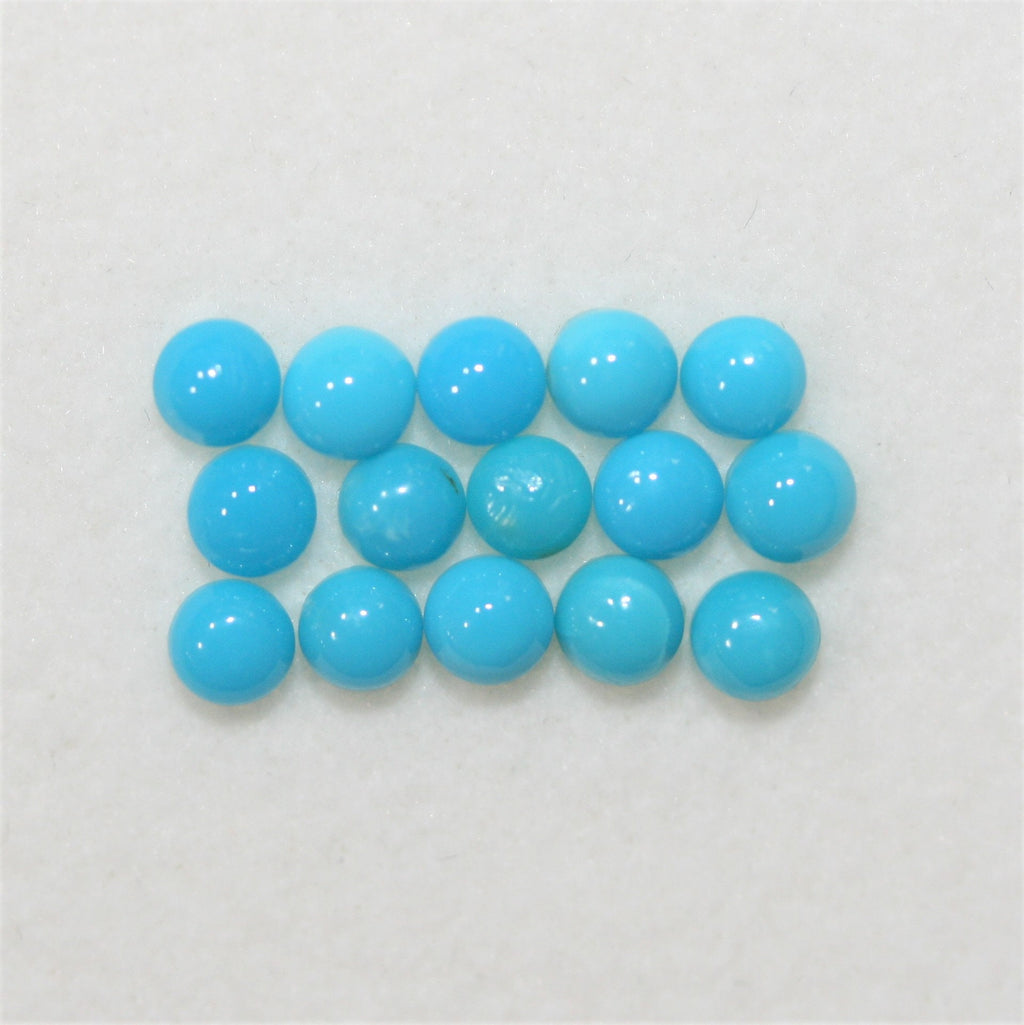 Turquoise Smooth Round Cabochons Lot 3mm.- 15 Pieces - Item.284LO